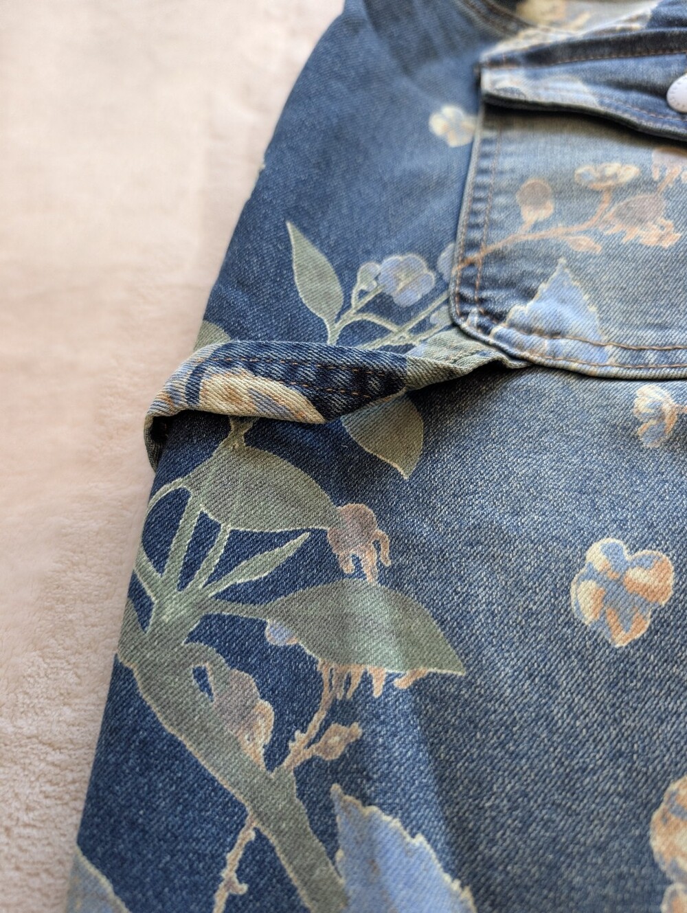 Flamingals Floral Print Flap Pocket Mid Rise Barrel Leg Crop Jeans NWT - Picture 11 of 12